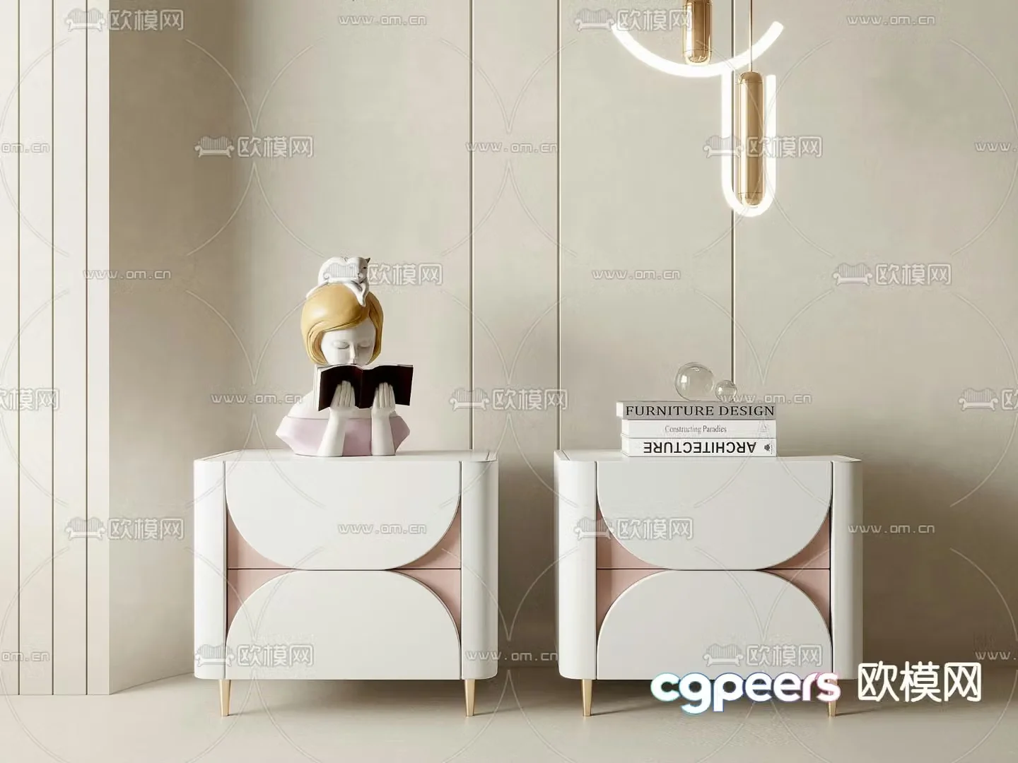 Modern children’s bedside table 3d model