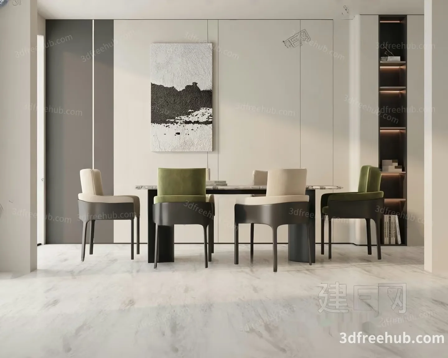 Modern Dining Room 3D Model – 20945 – VRAY Render