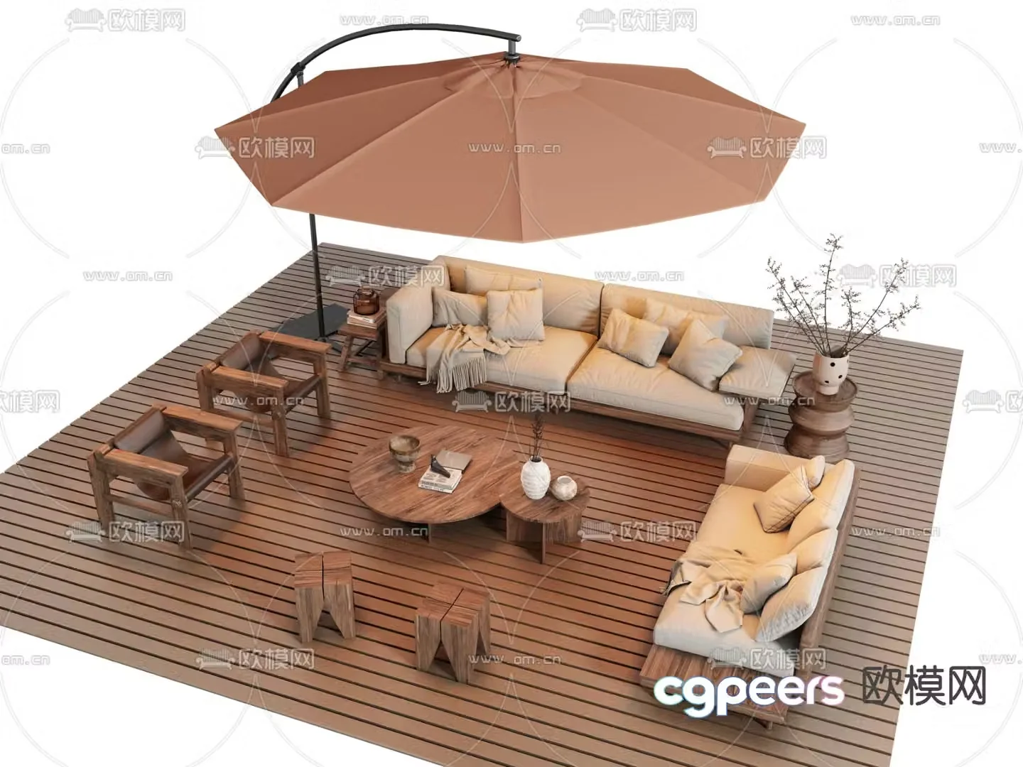 Outdoor sofa modular sofa 3d model