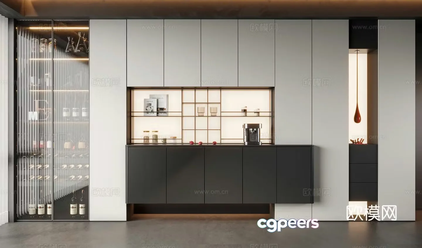 Modern Italian glass wine cabinet 3d model