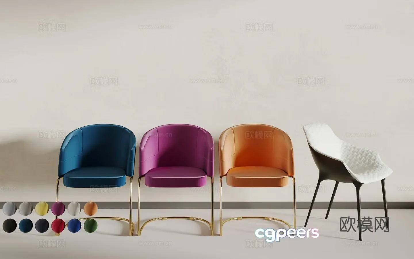 Light luxury dining chair 3D model
