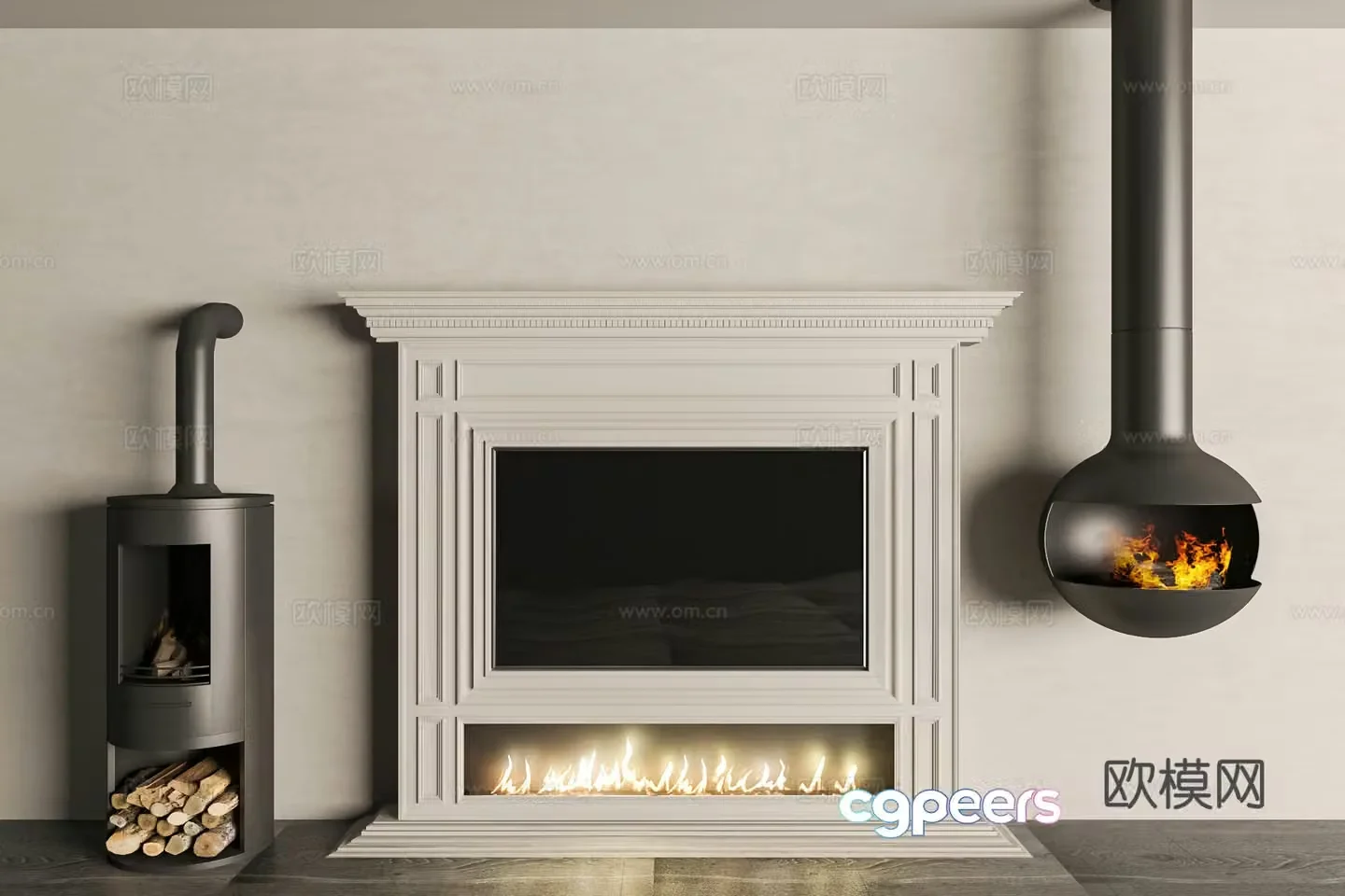 Modern minimalist fireplace wood stove electronic fireplace side stove stove 3d model