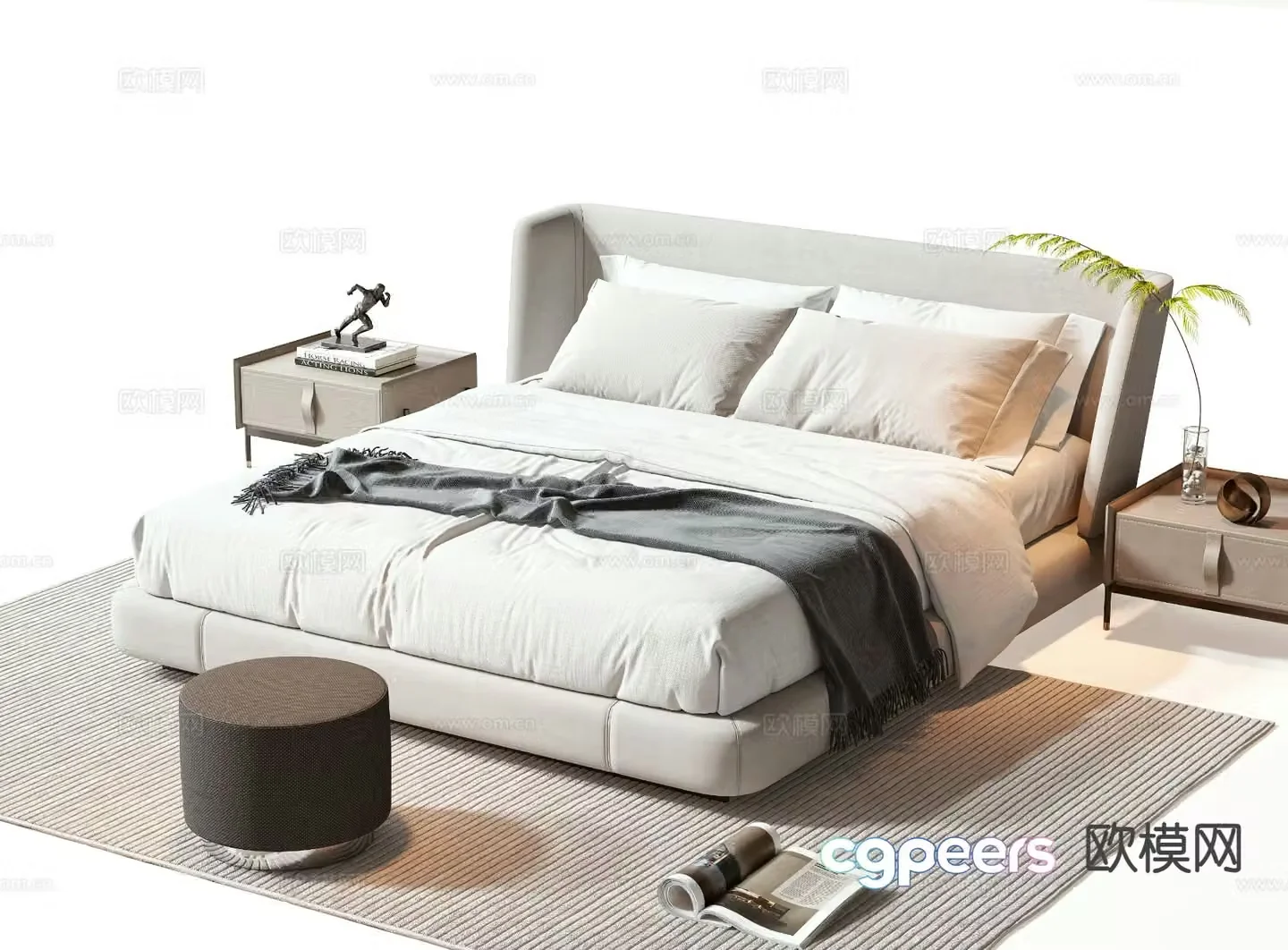 Modern double bed 3d model