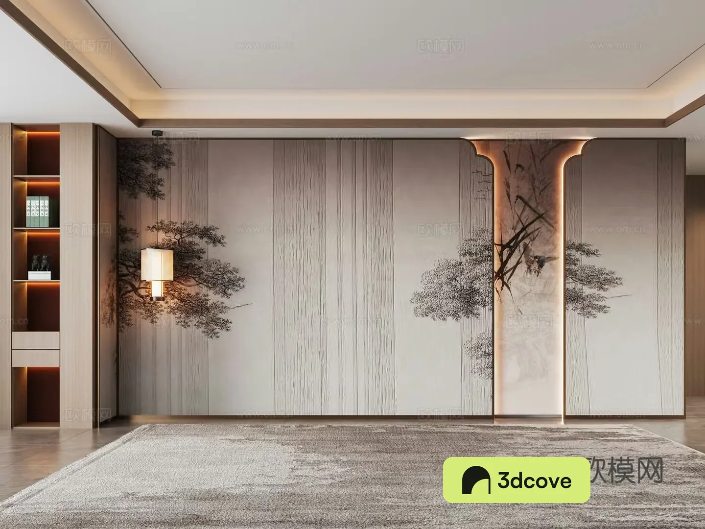 Zen new Chinese sofa background wall