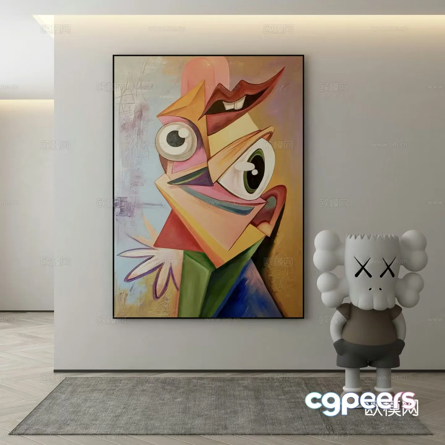 Modern decorative painting oil painting 3d model