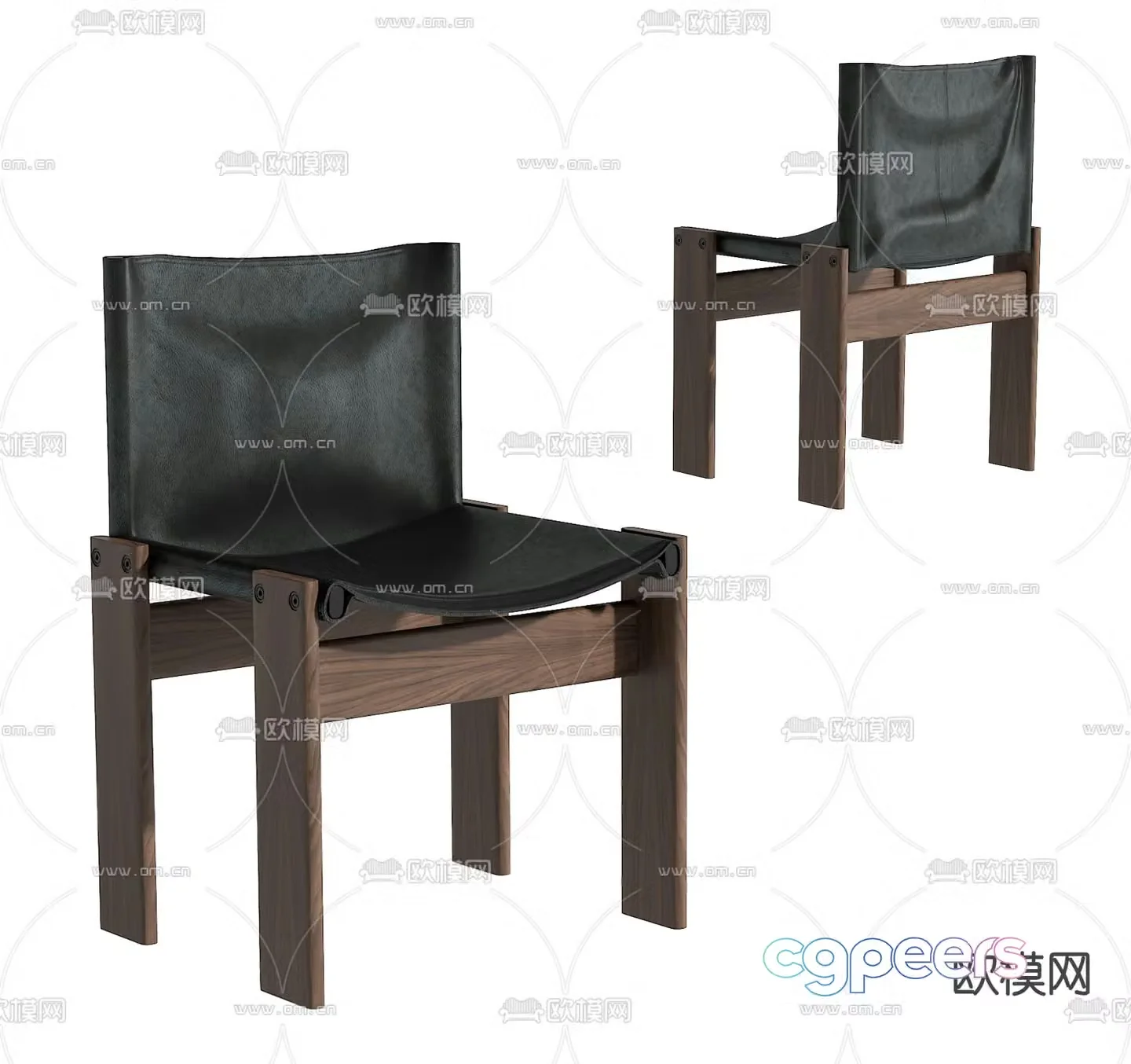 Medieval style chair leather chair single chair 3d model