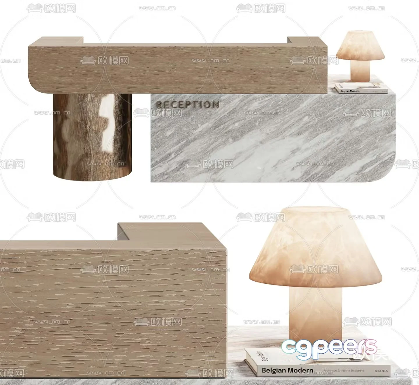 Modern reception desk front desk 3d model