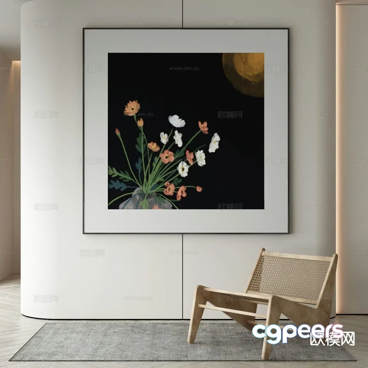 Modern decorative painting black hanging painting 3d model