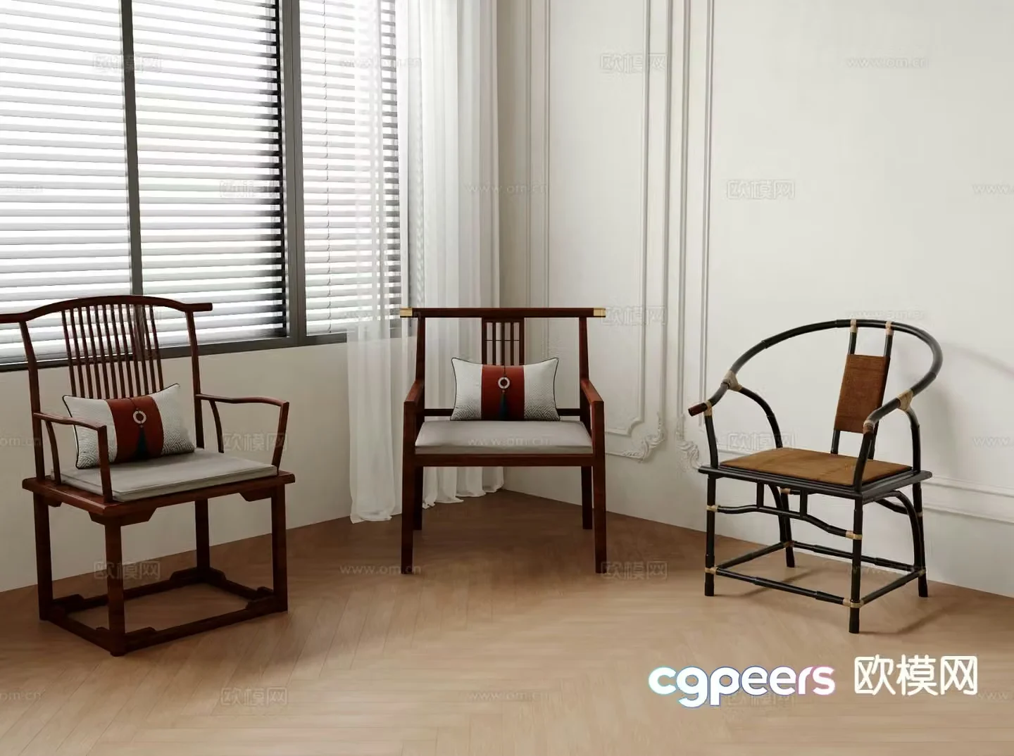 Chinese style chair Taishi chair armchair 3d model
