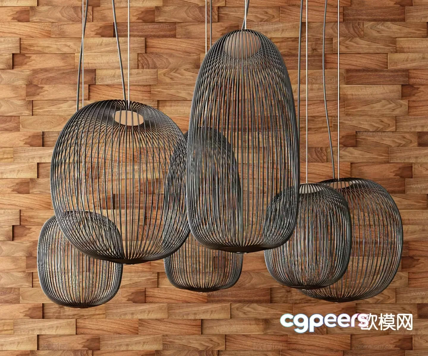 Industrial style wrought iron chandelier 3d model