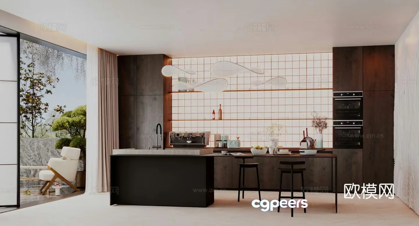 Modern island restaurant 3d model