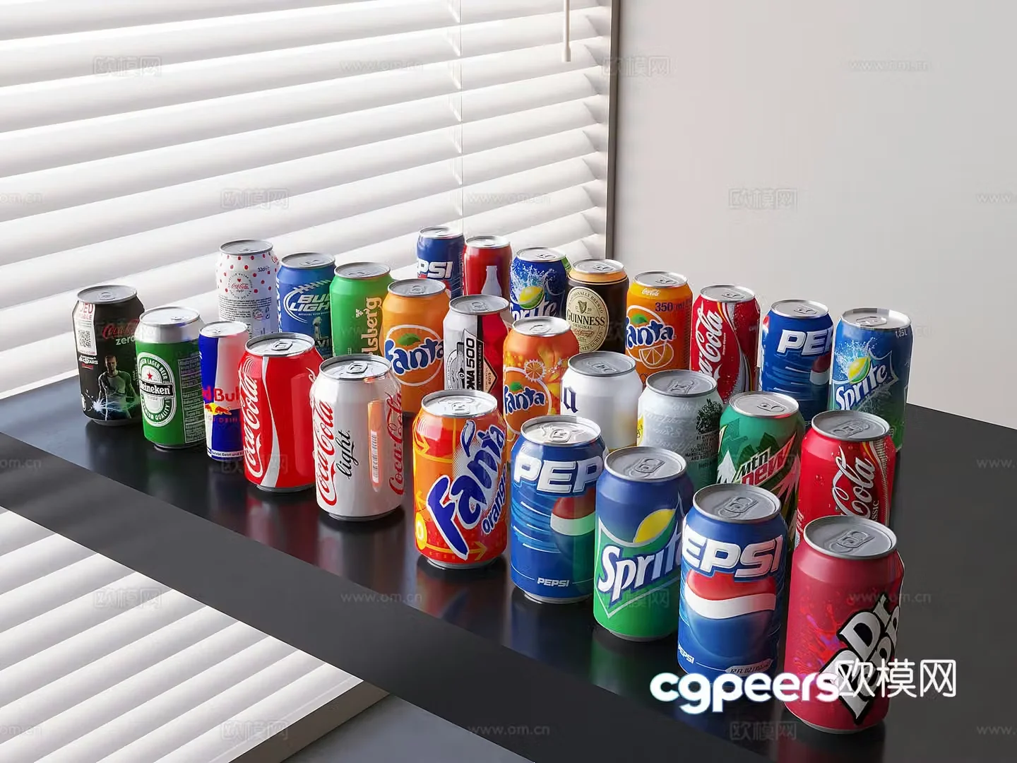 Coca-Cola Fanta Sprite Pepsi Drink Beverage Alcohol Beer 3d model