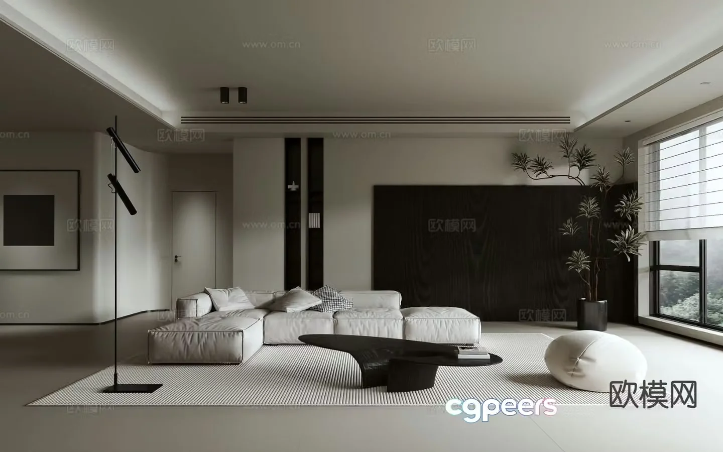 Premium gray living room 3d model