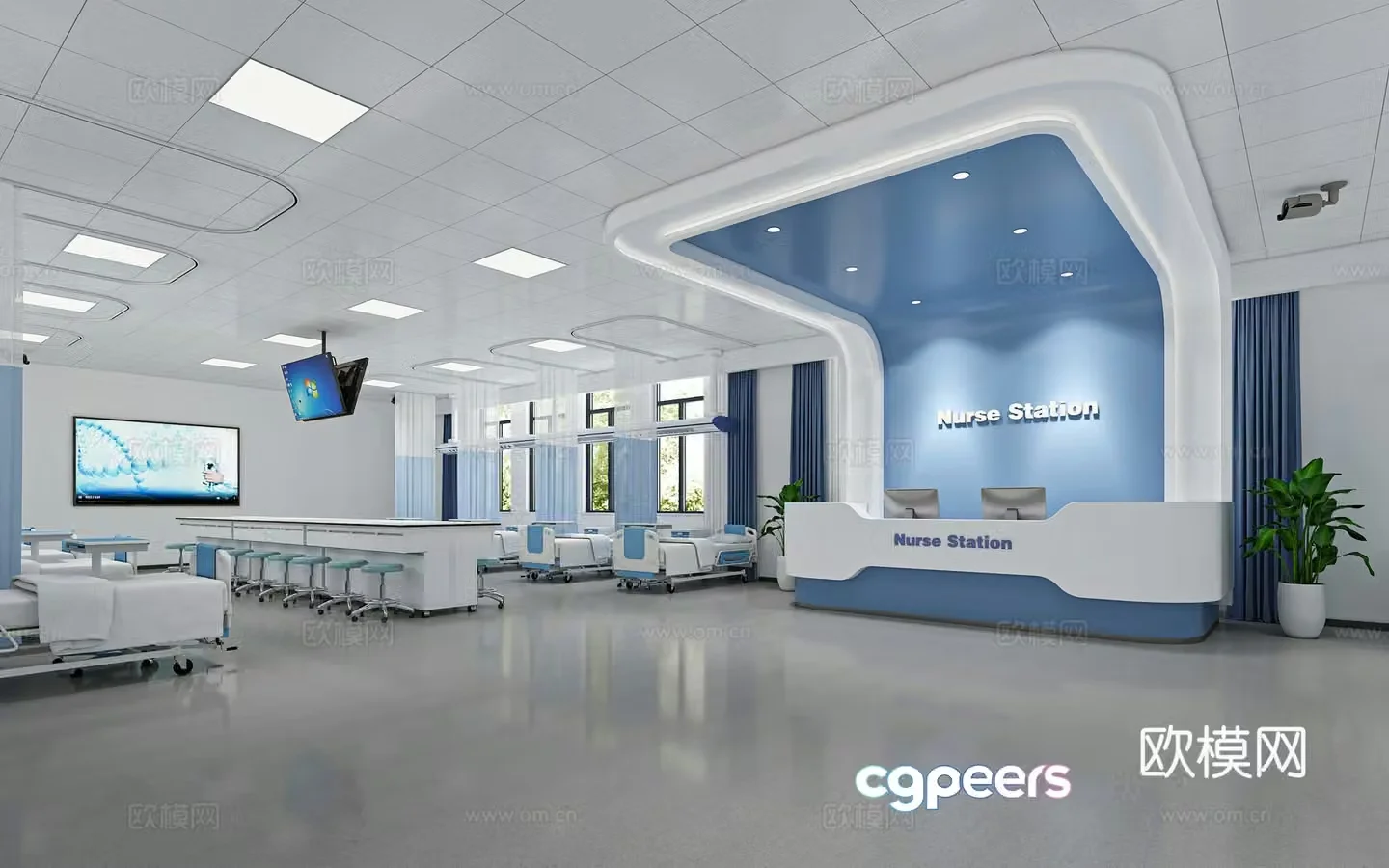 Modern hospital ward 3d model