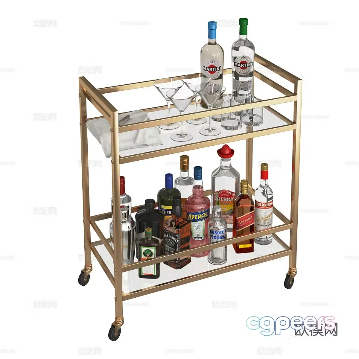 Modern light luxury mini bar drink table 3d model