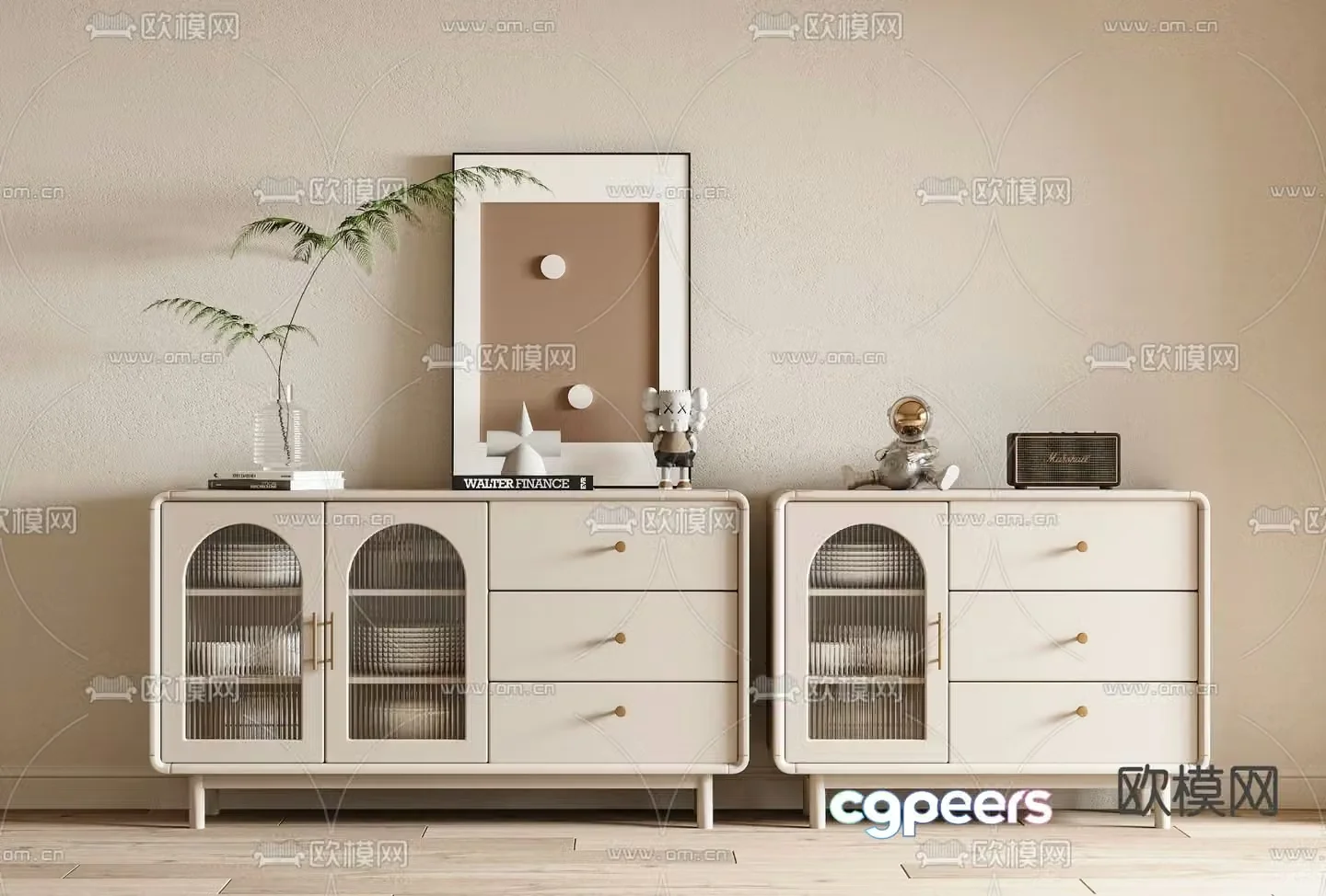 Cream style sideboard 3d model