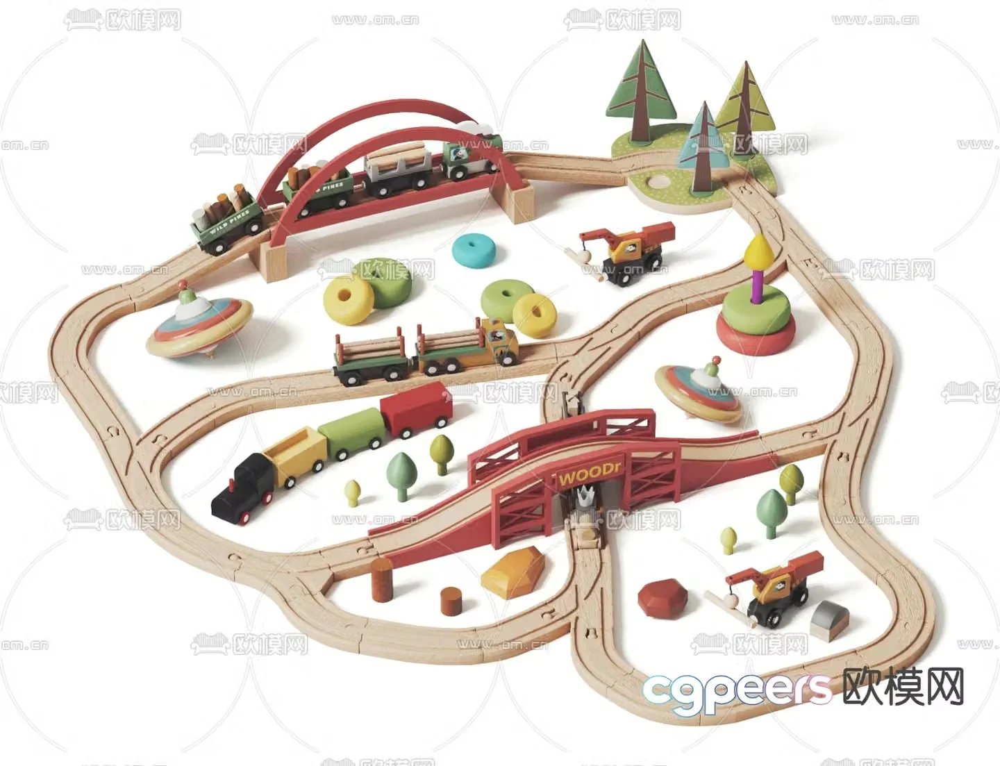 Modern train track toy 3d model