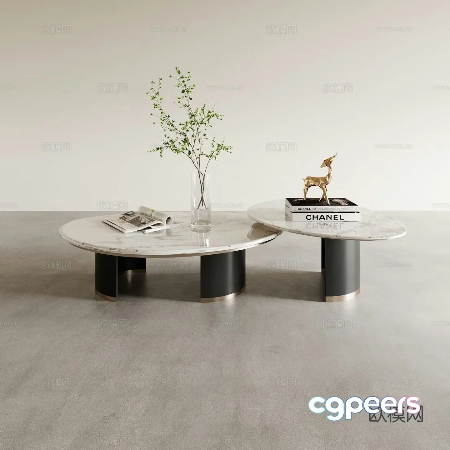 Marble coffee table mother-in-law coffee table 3d model