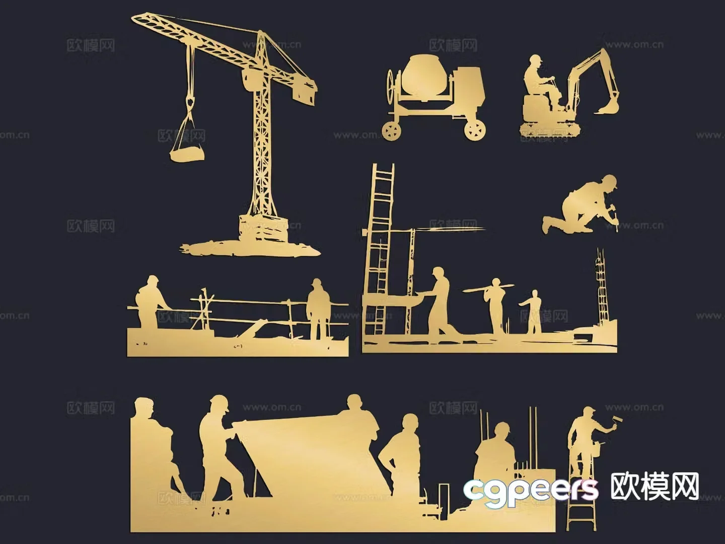 Landing gear building silhouette city architecture technology elements wall sticker 3d model