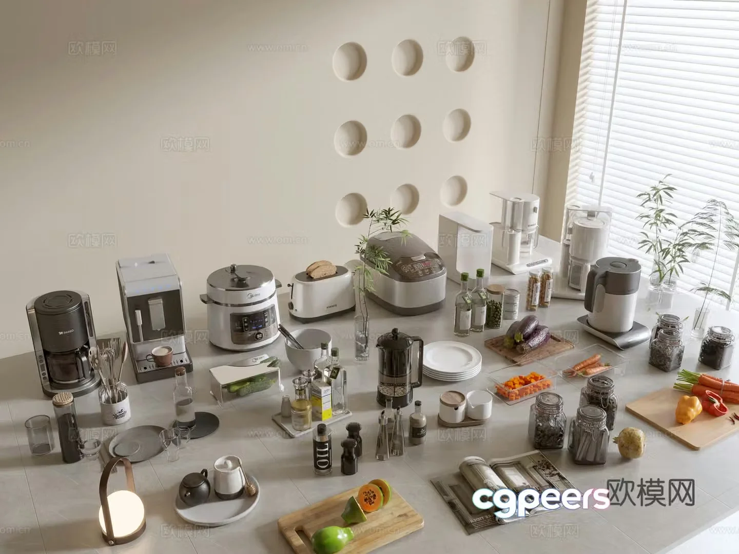 Modern ornament combination Kitchen supplies Kitchenware Tableware Kitchen appliances Art ornaments Dining table 3D model