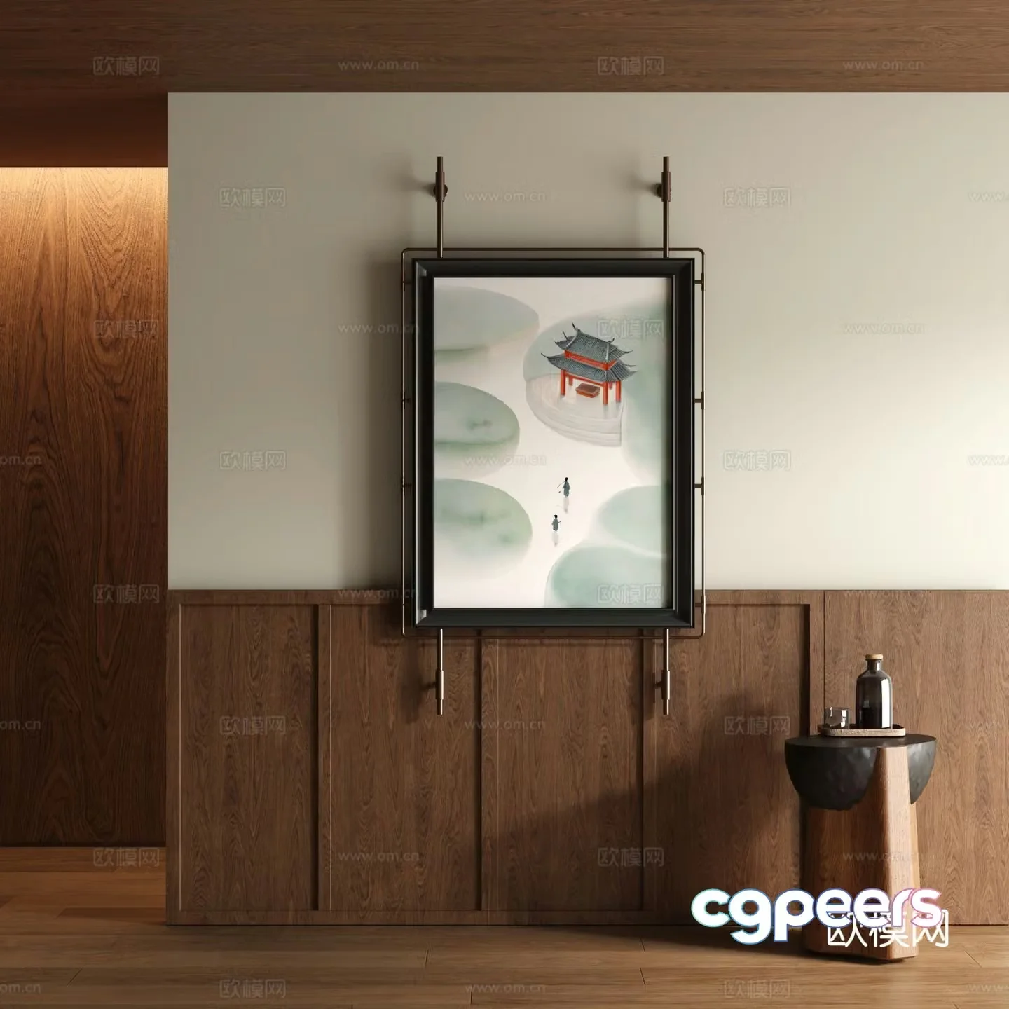 New Chinese style ink painting decorative painting 3D model