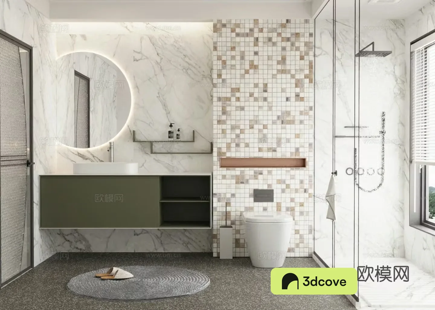 Modern bathroom wet and dry bathroom cabinet toilet