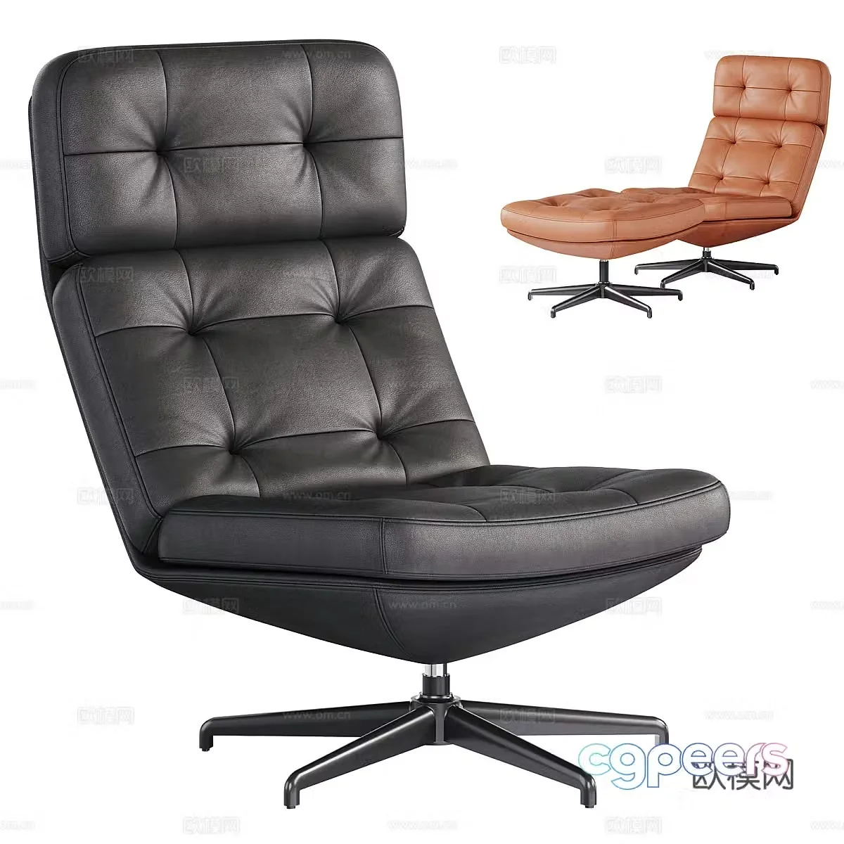 Modern lounge chair leisure chair footrest 3d model