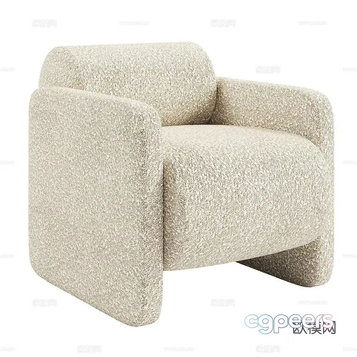 Cream style single sofa 3d model