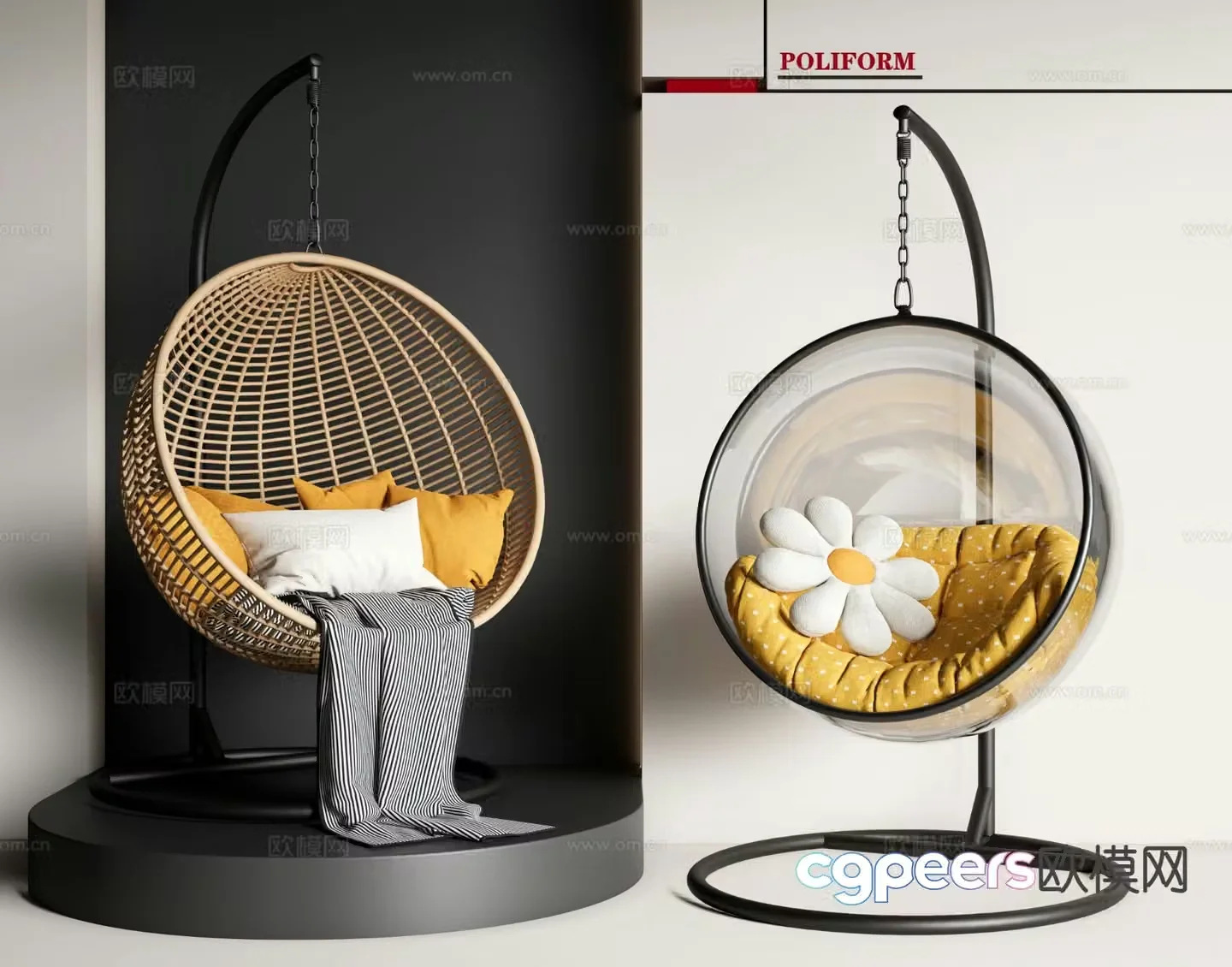 Modern hanging chair swing chair cradle chair 3d model