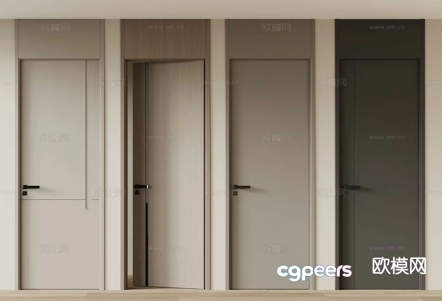Single-open door Swing door Open ceiling door Bedroom door 3D model