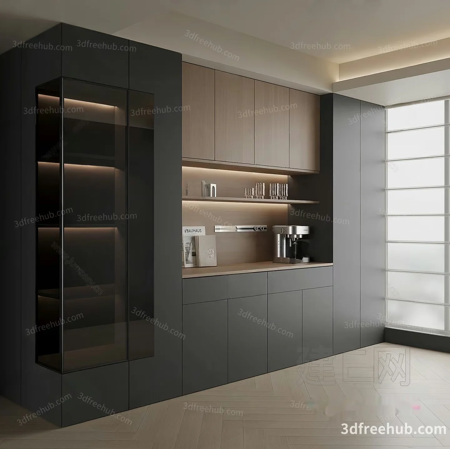 Modern Kitchen Setup 3D Model – 19395 – VRAY Render