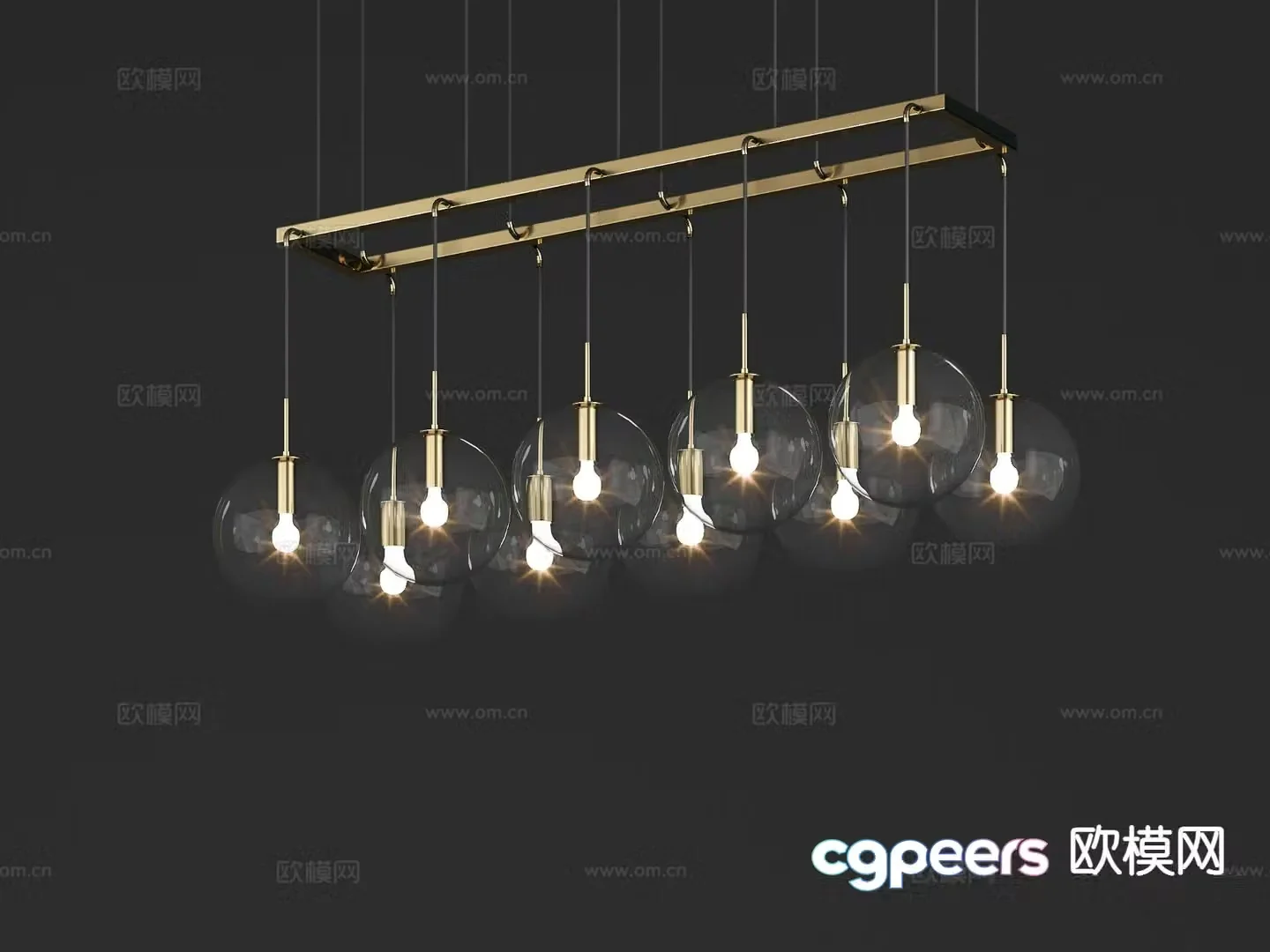 Nordic glass chandelier 3d model
