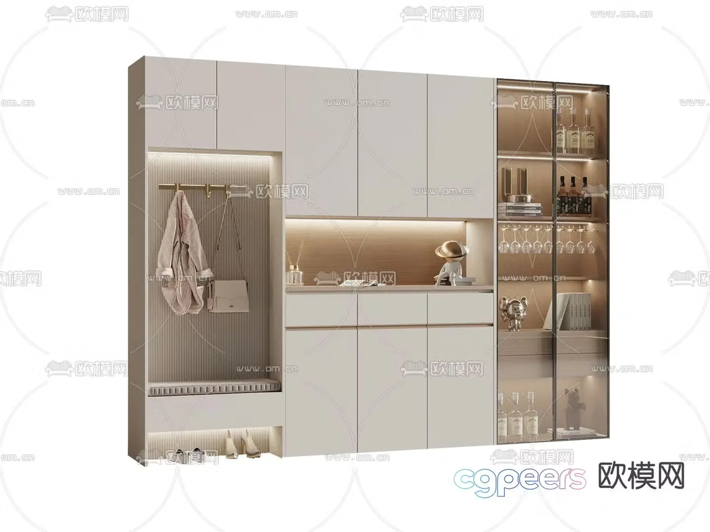Entrance shoe cabinet wine cabinet 3d model