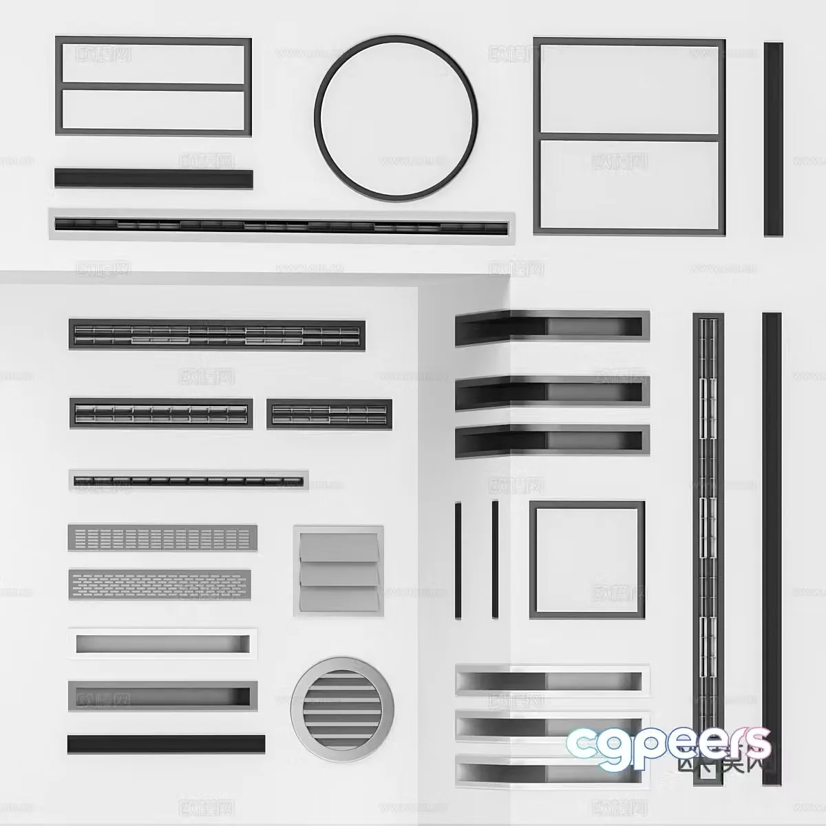 Pass style grille air conditioning outlet 3D model