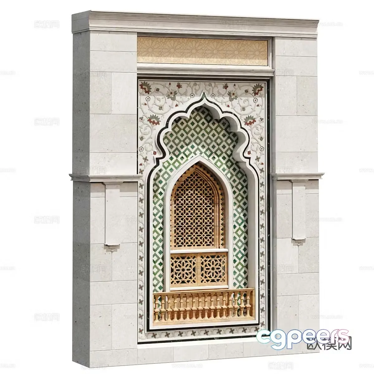 Simple European window exterior wall 3d model