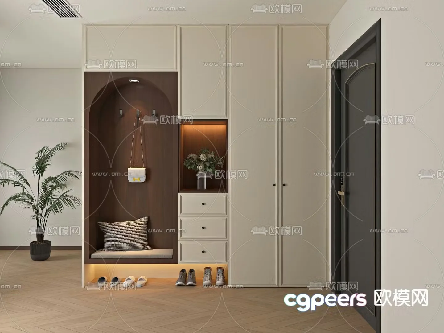 3D model of the entrance shoe cabinet