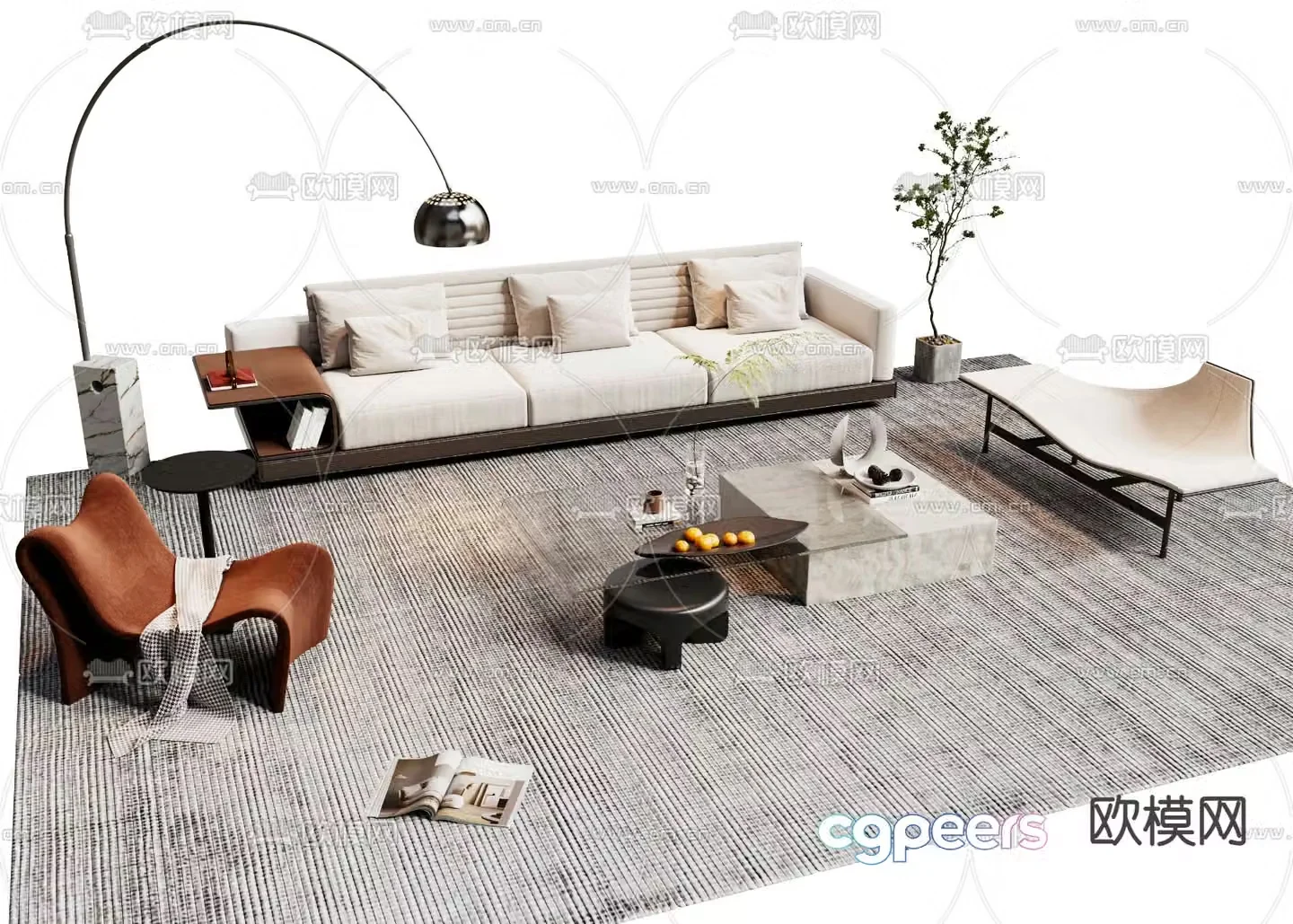 Modern sectional sofa 3d model