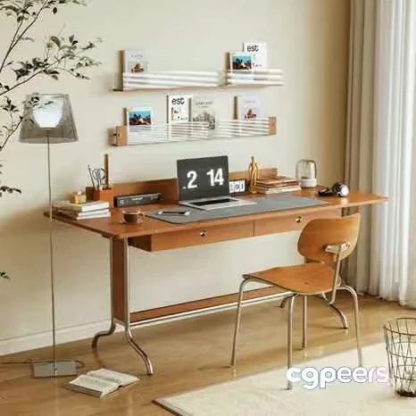 Modern Wooden Desk 3D Model – 16894 – VRAY Render