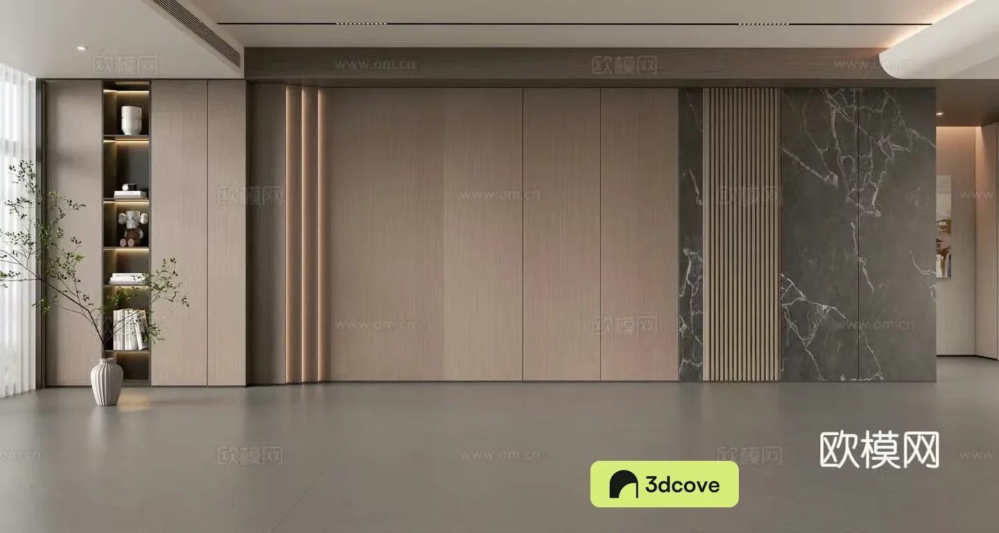 Modern Italian sofa background wall modern ornament balcony cabinet living room cabinet wood veneer background wall