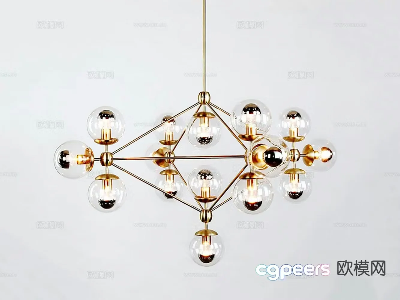 Light luxury glass chandelier 3d model