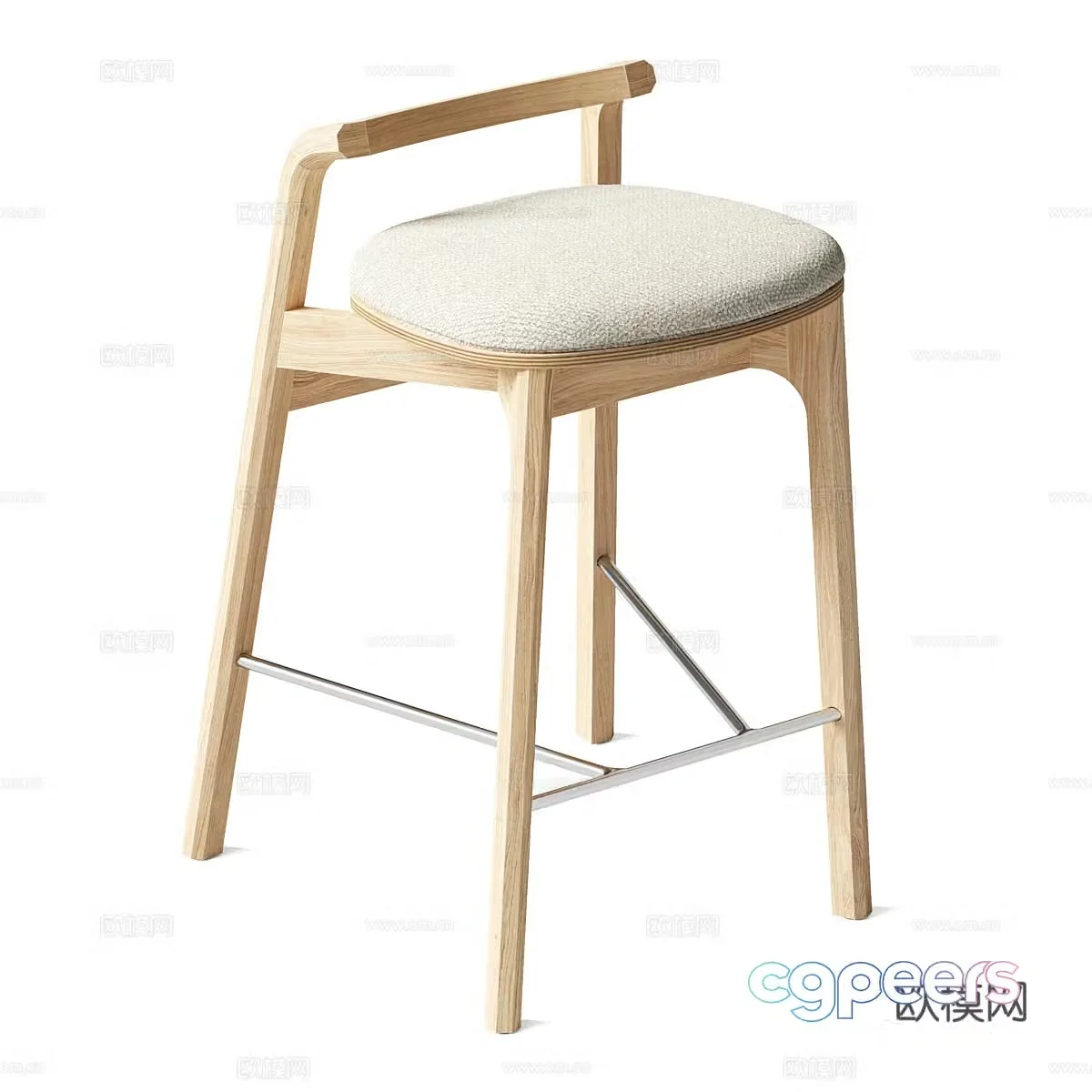 Nordic Simple Stool Bar Chair 3D model