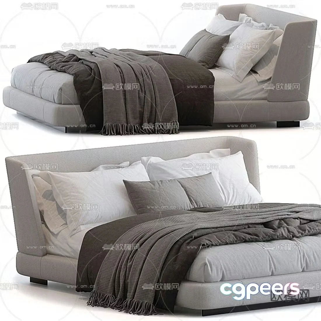 Minotti double bed 3d model