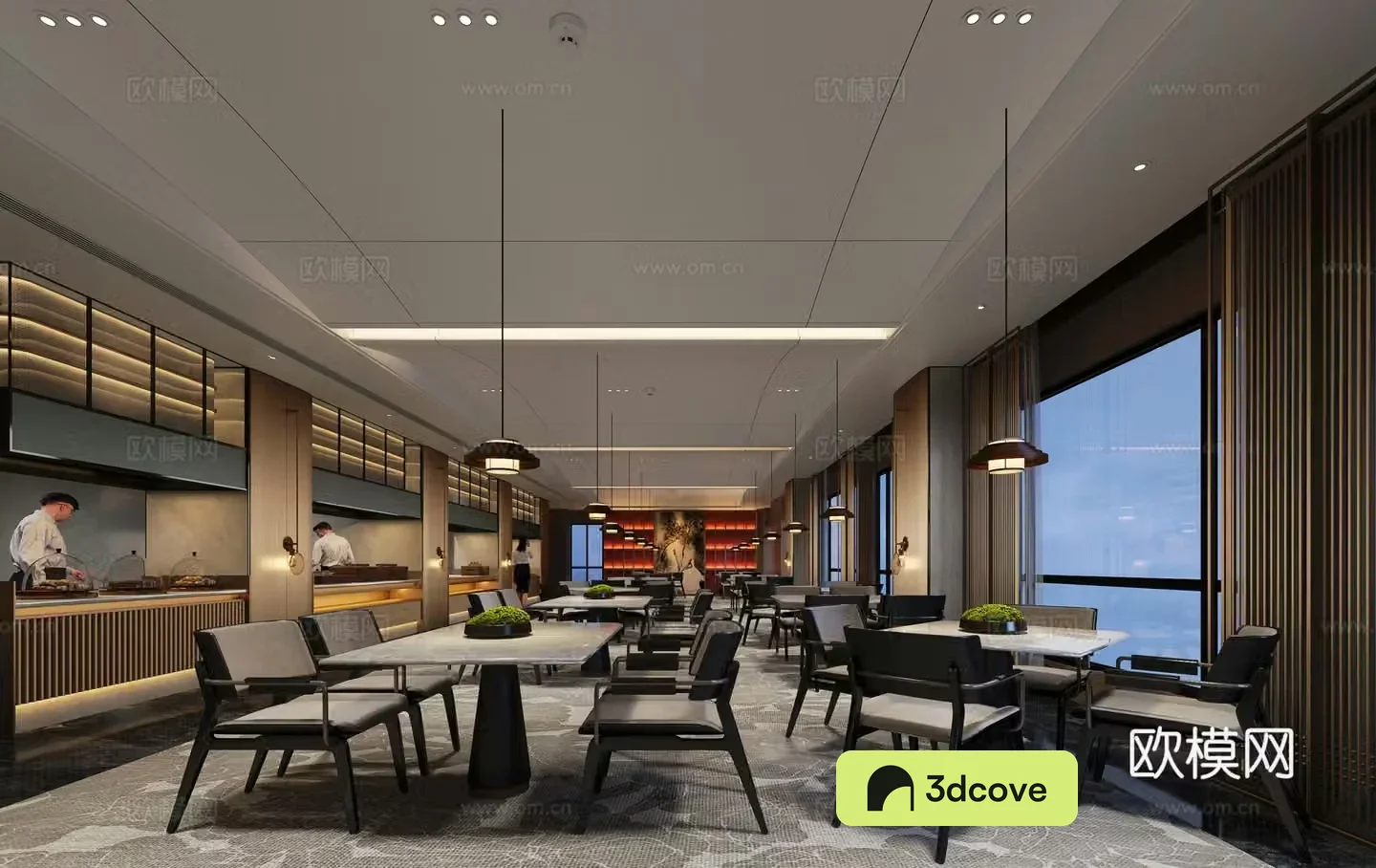 Modern hotel restaurant buffet restaurant