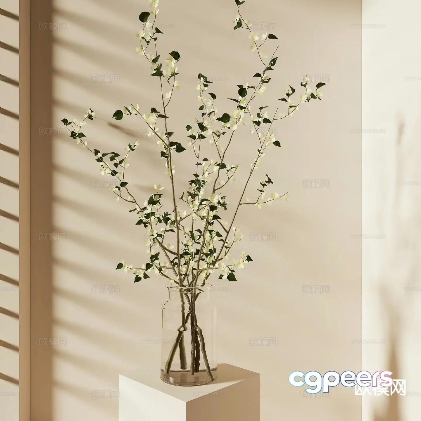 vase floral green plant flower arrangement 3d model