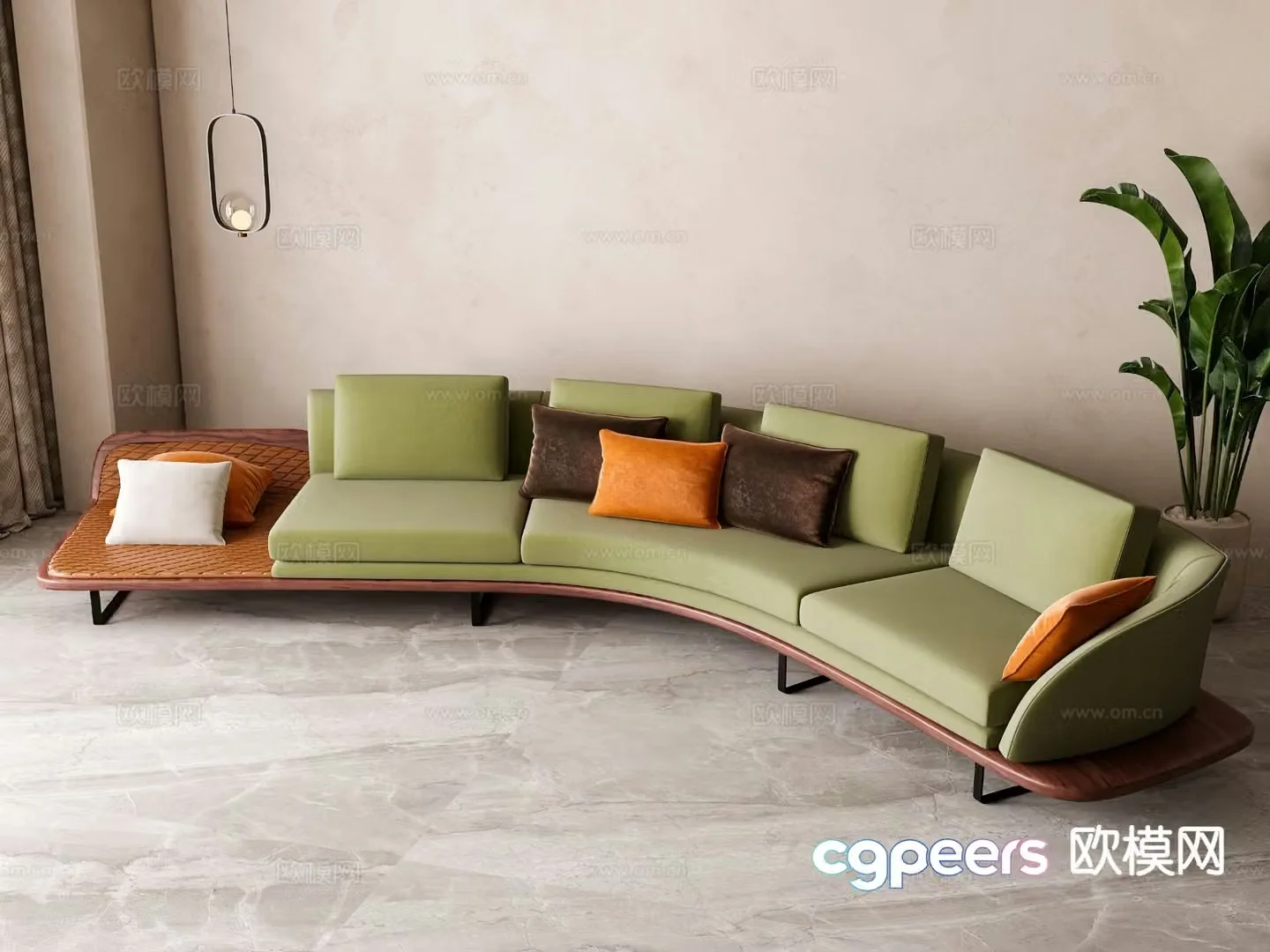 Modern curved sofa multi-person sofa 3d model