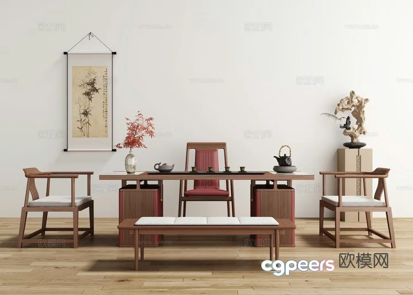 New Chinese style tea table and chair 3D model