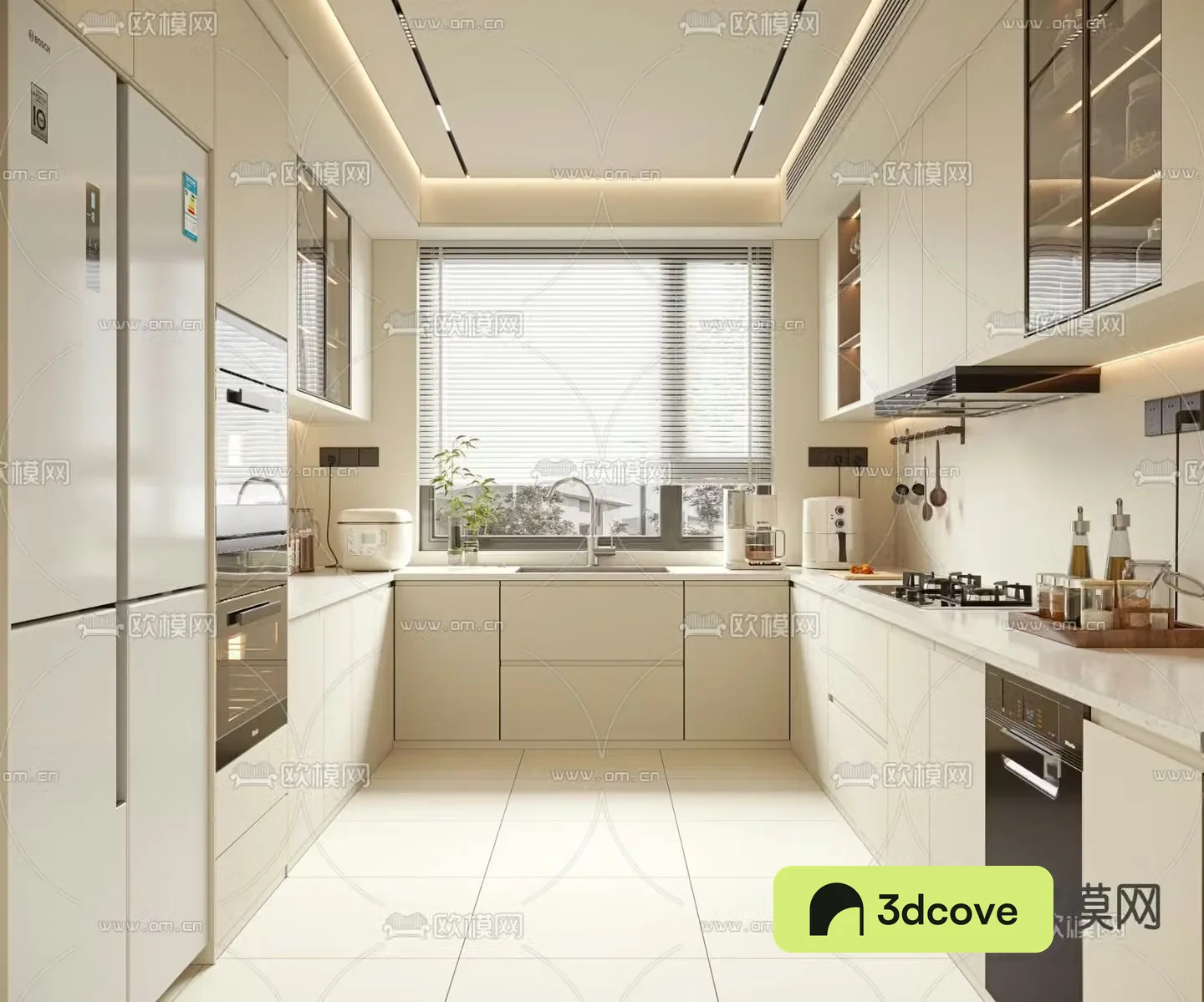Creamy Kitchen Cabinet
