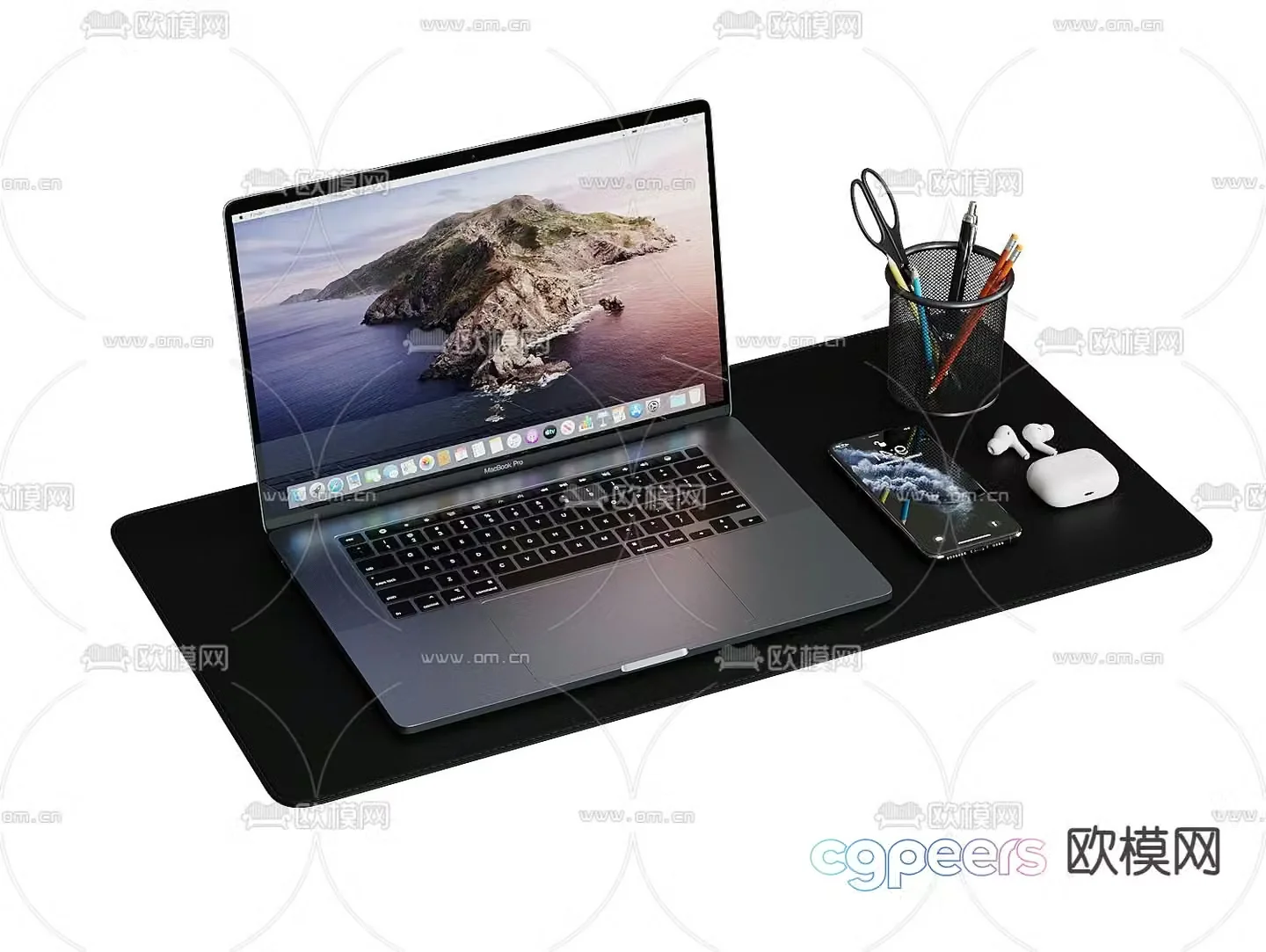Office supplies laptop pen holder 3d model