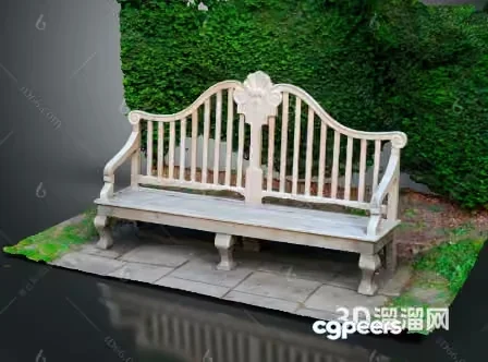 White Garden Bench 3D Model – 271 – VRAY Render