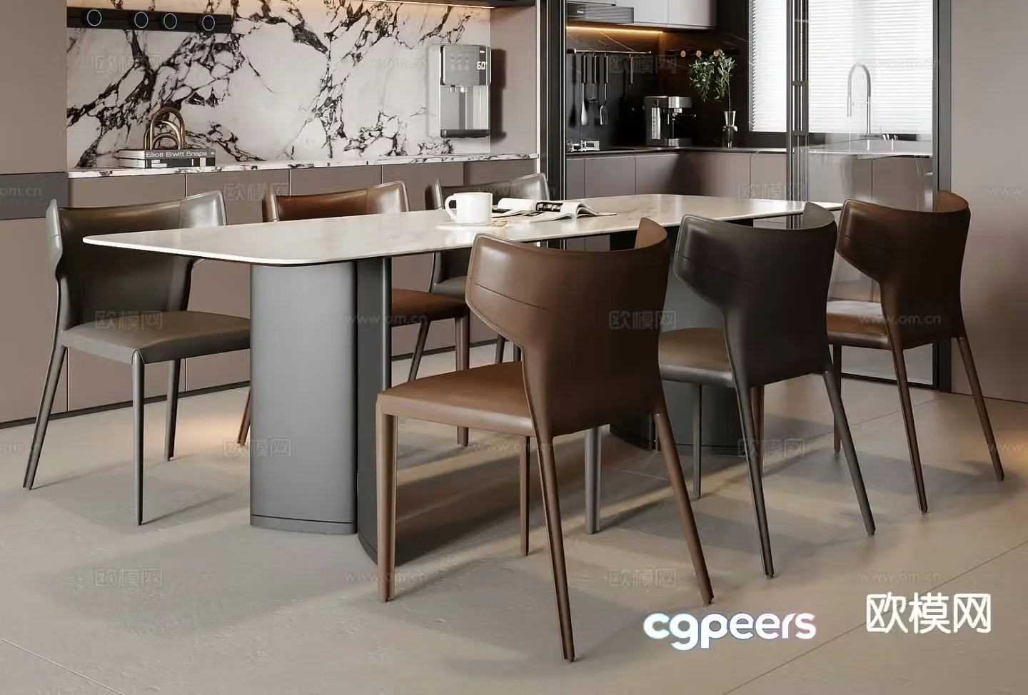 Italian dining table and chairs 3d model